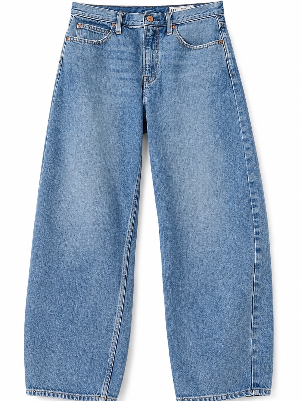 GAP Barrel High Rise Jeans 27 Short 100% Cotton Barrel Leg Medium Wash